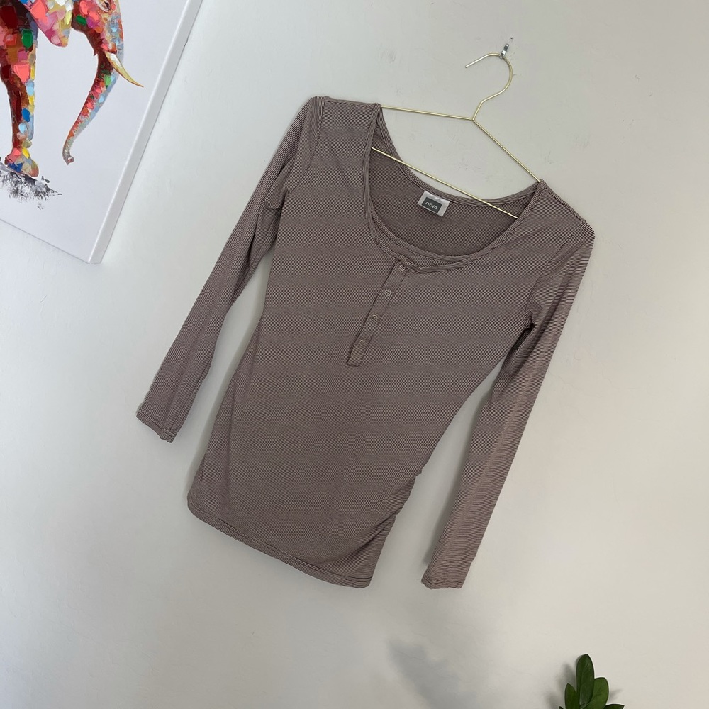 Nom Maternity Striped 3/4 Sleeve Top Sz XS